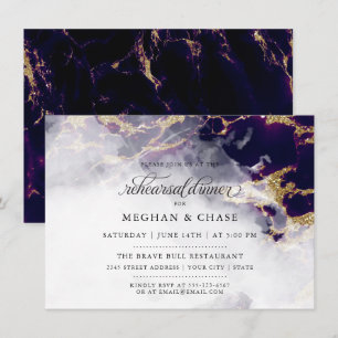 Rehearsal Dinner   Deep Amethyst Watercolor Geode Invitation