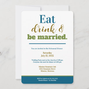 Rehearsal Dinner Eat Drink and Be Married Purple Invitation