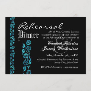 Rehearsal Dinner Eat Drink Get Married Black Aqua Invitation