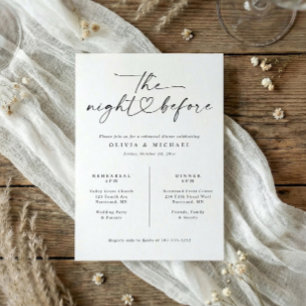 Rehearsal Dinner Elegant Black & White Handwriting Invitation