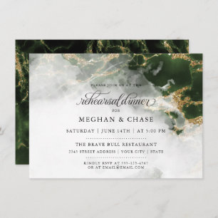 Rehearsal Dinner Emerald Green Watercolor Geode Invitation