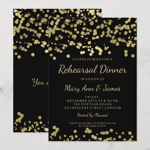 Rehearsal Dinner Gold Foil Look Confetti Invitation