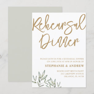 Rehearsal Dinner Gold & Green Invitation