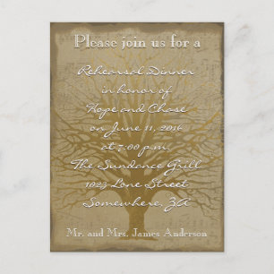 Rehearsal Dinner Golden Oak Tree Postcard