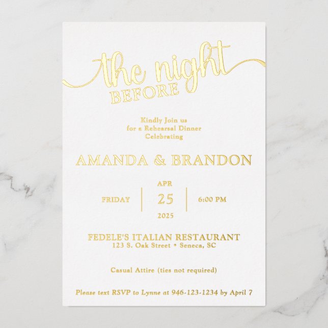 Rehearsal Dinner Golf Foil Invitation (Front)
