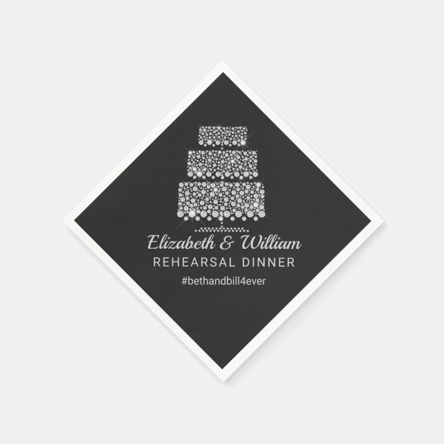 Rehearsal Dinner Hashtag Wedding Cake Paper Napkin (Corner)