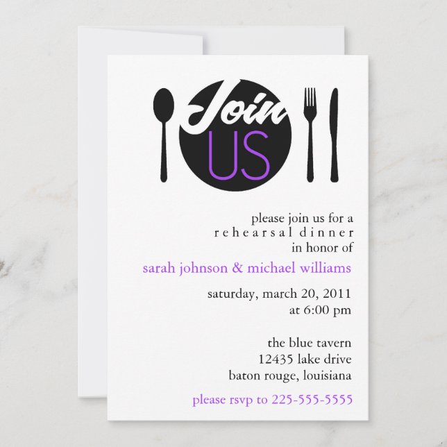 Rehearsal Dinner Invitation (Front)