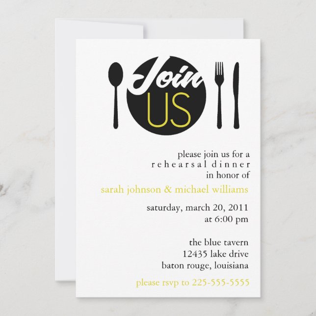 Rehearsal Dinner Invitation (Front)
