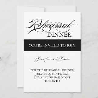 Rehearsal Dinner Invitation Black and White Simple