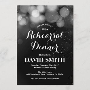 Rehearsal Dinner Invitation Card Silver Glitter
