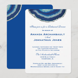 Rehearsal Dinner Invitation   Navy Blue Agate
