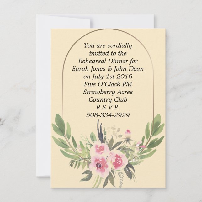 Rehearsal Dinner invitation simple (Front)