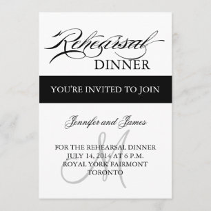 Rehearsal Dinner Invitations Black White Monogram
