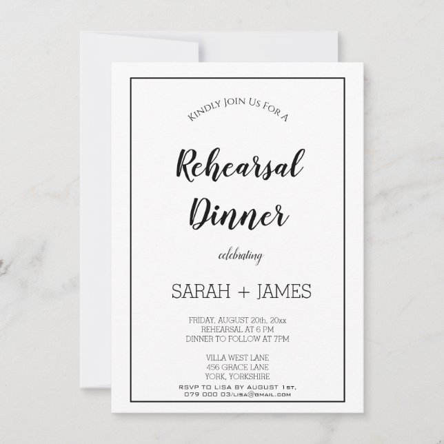 Rehearsal Dinner Minimalist Invitation (Front)