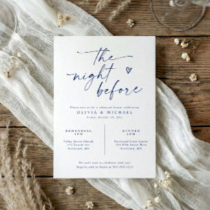 Rehearsal Dinner Modern Navy Blue Handwriting Invitation