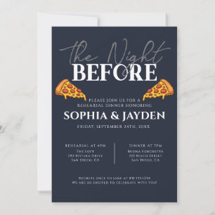 Rehearsal Dinner Navy Blue PIZZA Modern Invitation