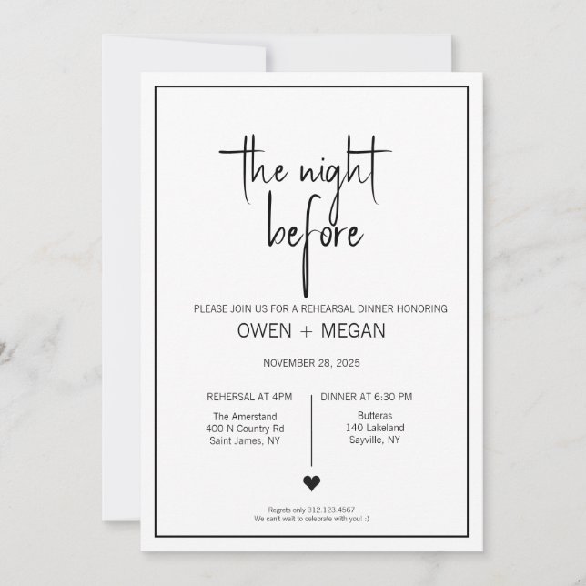 Rehearsal Dinner, Night Before Invitation (Front)