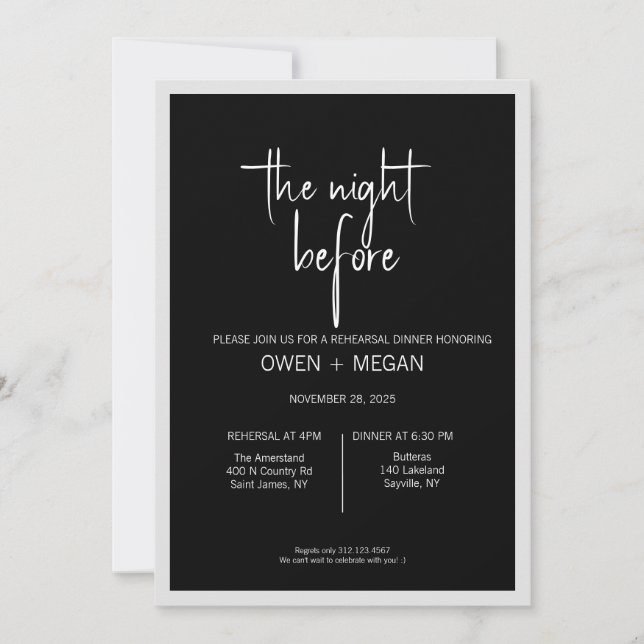Rehearsal Dinner, Night Before Invitation (Front)