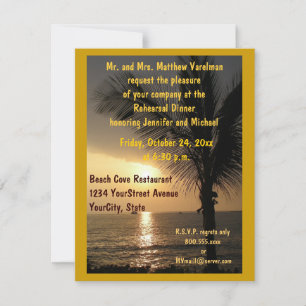 Rehearsal Dinner  Ocean View Palm Trees Invitation