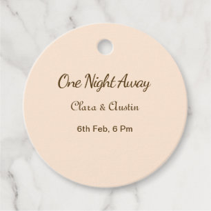 Rehearsal dinner One night away brow orange pastel Favour Tags
