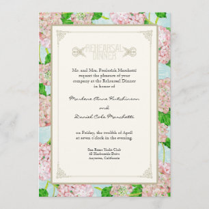 Rehearsal Dinner - Pink Hydrangea Lace Floral Invitation