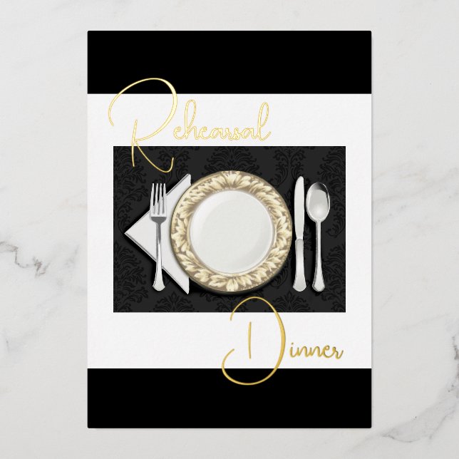 Rehearsal Dinner Place Setting Foil Black (Front)