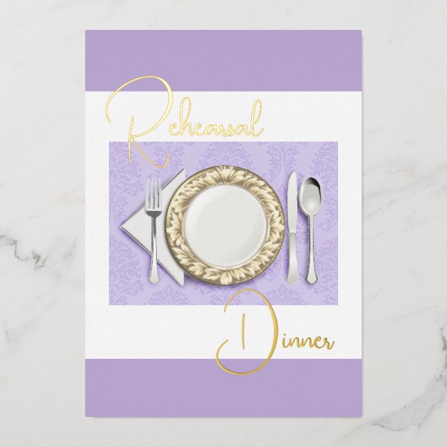 Rehearsal Dinner Place Setting Foil Lavender Purpl (Front)