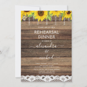 Rehearsal Dinner Rustic Sunflower Farmhouse Invitation