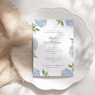 Rehearsal Dinner Simple Blue Hydrangea Flower Invitation