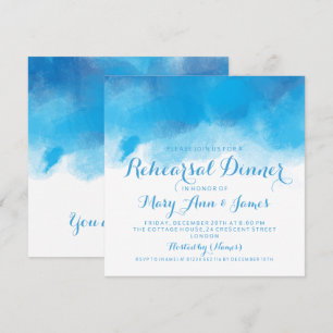 Rehearsal Dinner Summer Blue Watercolor Invitation