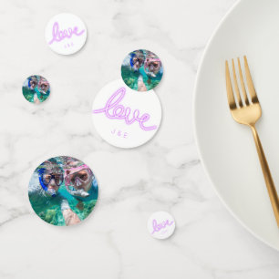 Rehearsal Dinner Table Decor Neon Love Confetti