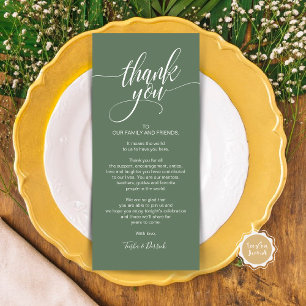 Rehearsal Dinner Thank you Place Setting Card