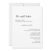 Rehearsal Dinner, The Night Before Invitations