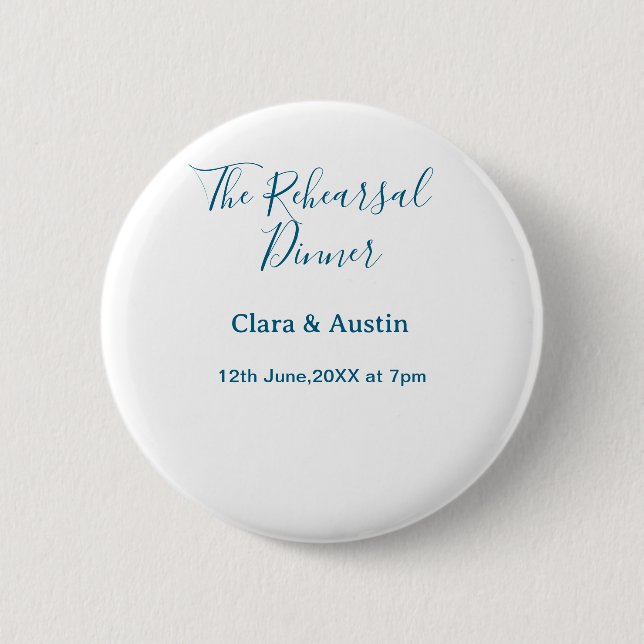Rehearsal dinner the night before simple minimal m 2 inch round button (Front)