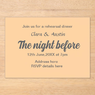 Rehearsal dinner the night before simple minimal m acrylic invitations