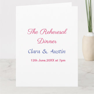 Rehearsal dinner the night before simple minimal m card