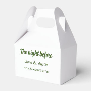 Rehearsal dinner the night before simple minimal m favor box