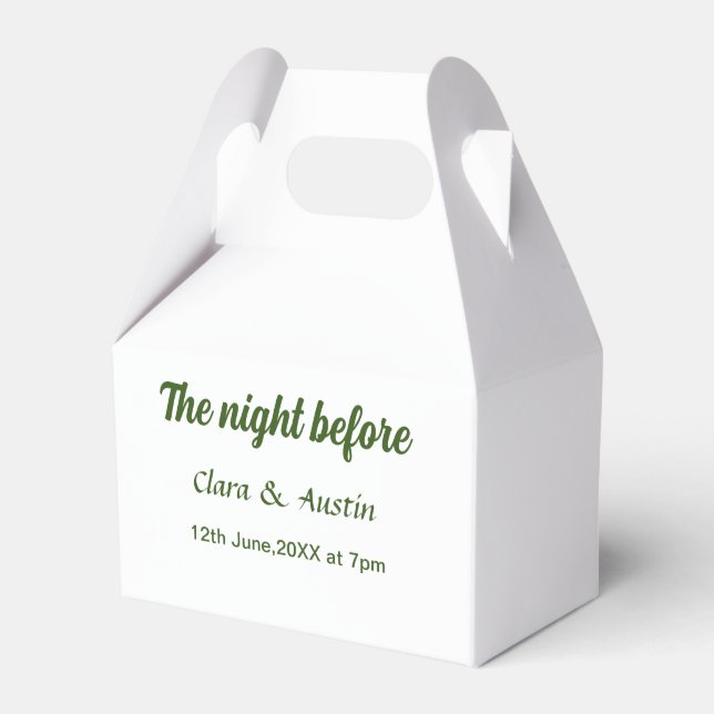 Rehearsal dinner the night before simple minimal m favor box (Front Side)