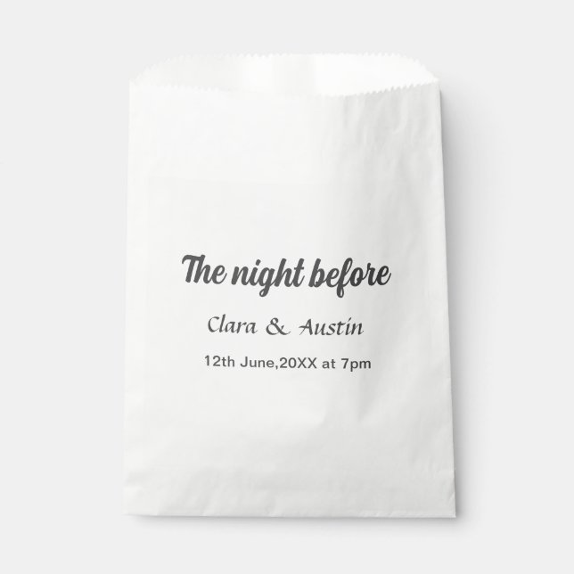 Rehearsal dinner the night before simple minimal m favour bag (Front)