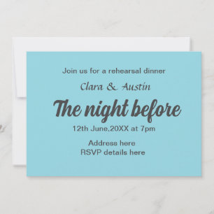 Rehearsal dinner the night before simple minimal m invitation