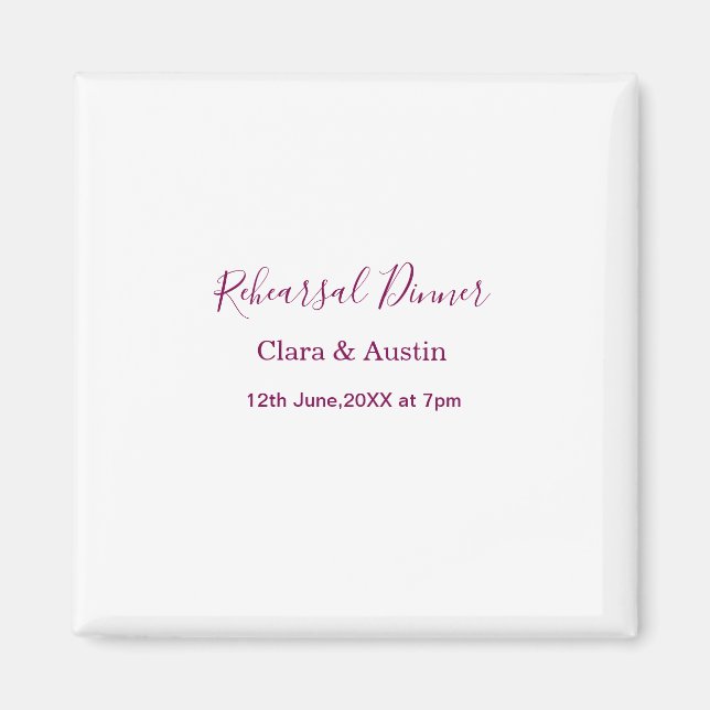Rehearsal dinner the night before simple minimal m magnet (Front)