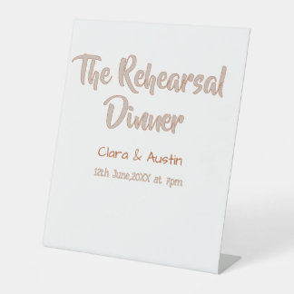 Rehearsal dinner the night before simple minimal m pedestal sign