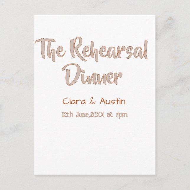 Rehearsal dinner the night before simple minimal m postcard (Front)