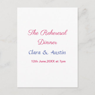 Rehearsal dinner the night before simple minimal m postcard
