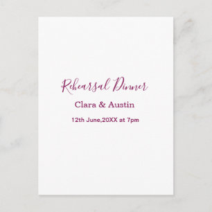 Rehearsal dinner the night before simple minimal m postcard