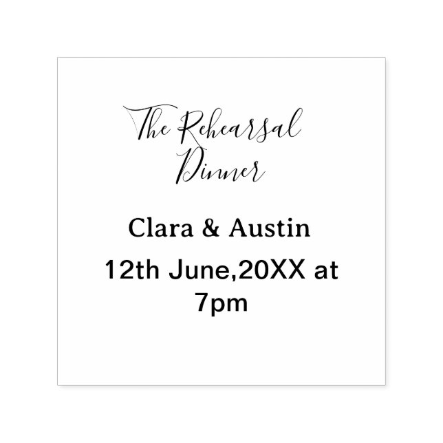 Rehearsal dinner the night before simple minimal m self-inking stamp (Design)