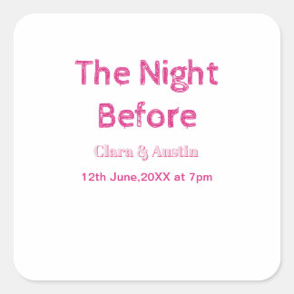 Rehearsal dinner the night before simple minimal m square sticker