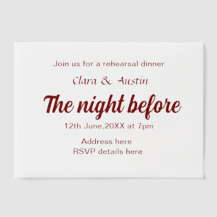 Rehearsal dinner the night before simple minimal m vellum invitations