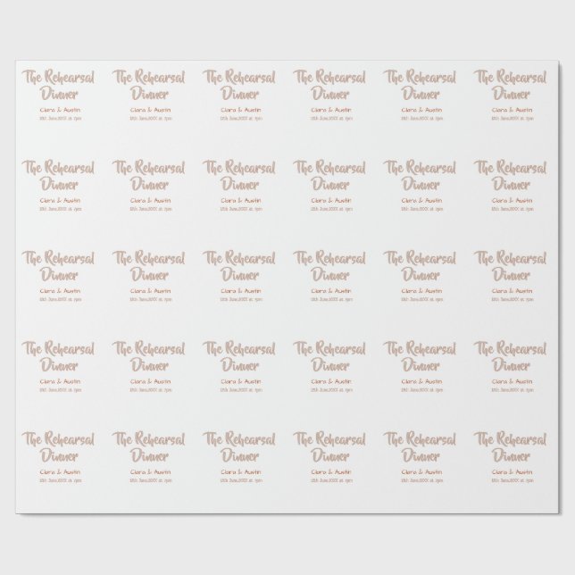 Rehearsal dinner the night before simple minimal m wrapping paper (Flat)
