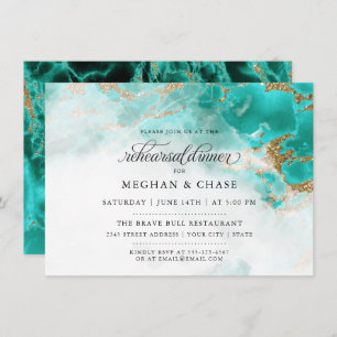Rehearsal Dinner   Turquoise Watercolor Geode Invitation